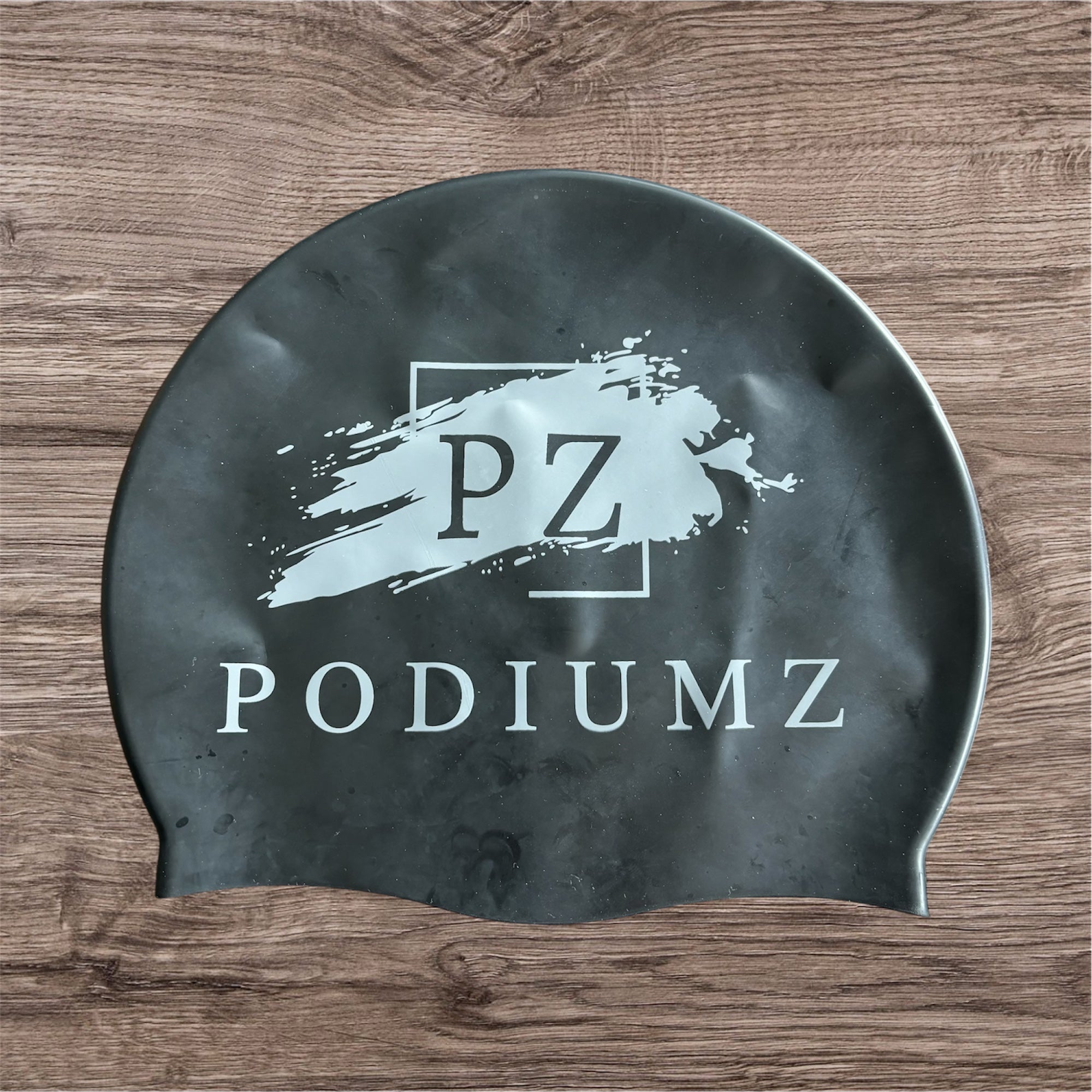 Black and gray swim cap (standard size)