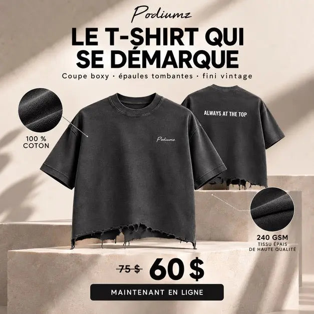 T-shirt ample délavé à ourlet effet usé