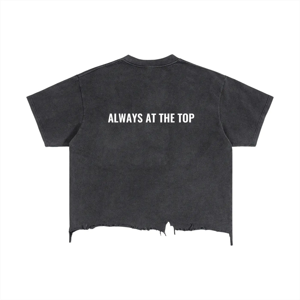 Vintage Wash Boxy Distressed Hem T-Shirt
