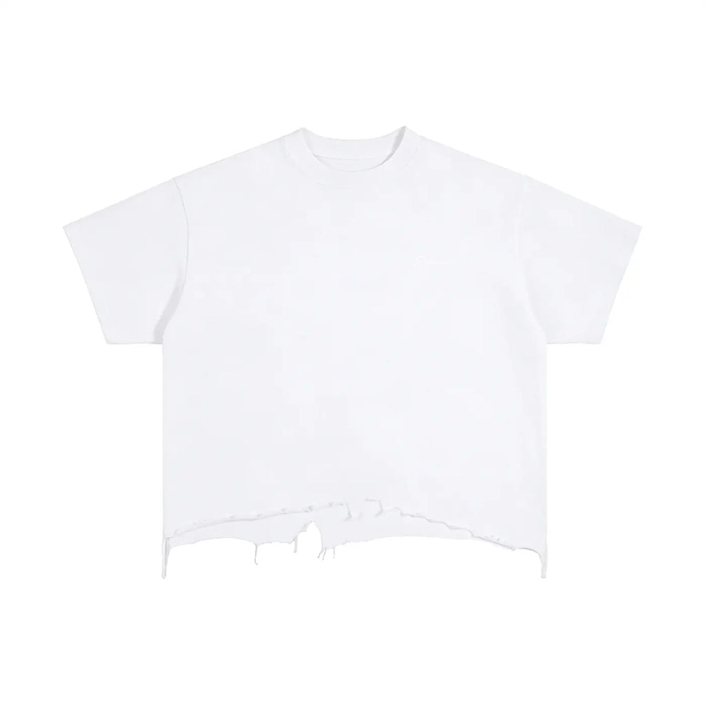 Vintage Wash Boxy Distressed Hem T-Shirt