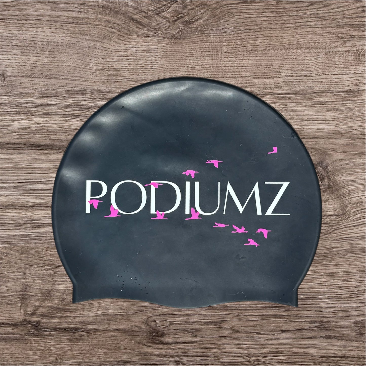 Casque de bain noir et rose "Big dreams build champions"(taille standard)
