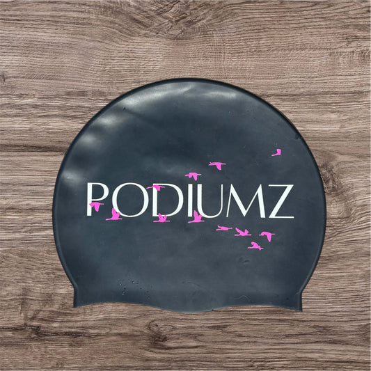 Casque de bain noir et rose "Big dreams build champions"(taille standard)