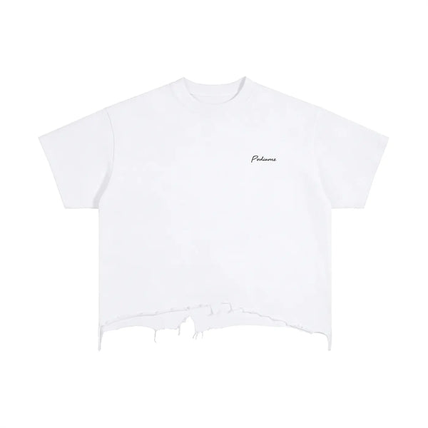 T-shirt ample délavé blanc — Ourlet effet usé