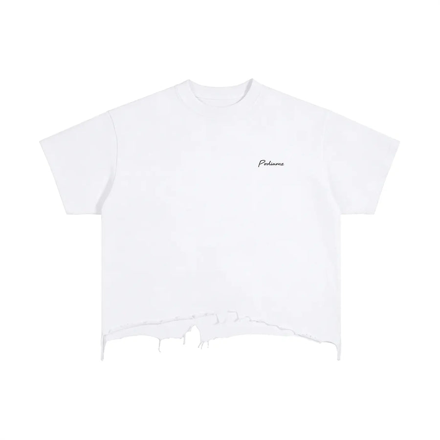 T-shirt ample délavé blanc — Ourlet effet usé